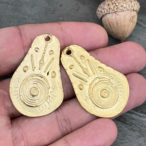 Bohemian Brass Earring Parts, Matte Gold Plated (Jewelry Making) 1031