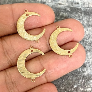 Handmade Brass Moon Earring Charms: Geometric Jewelry Findings