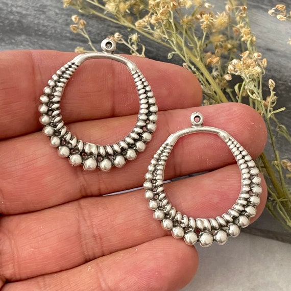 Brass Bohemian Earring Charms Findings for Jewelry Set Supply Making. Silver Plated Jewelry Designs for Jewelry making.2 Pieces. 8084