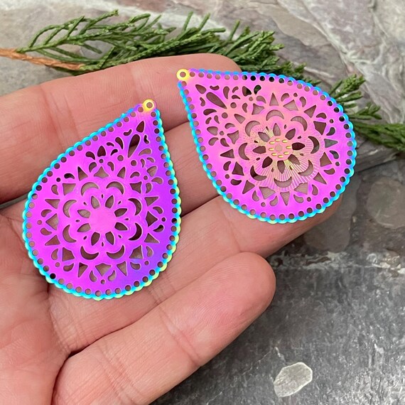 Earring Findings: Colorful Steel Charms - Lightweight, Waterproof 2079