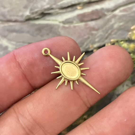 Raw Brass Earring Findings - Rustic Gold Connectors and Charms - 3041