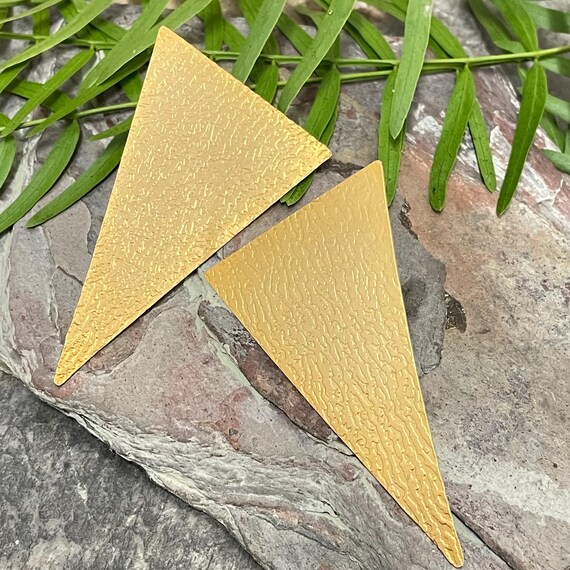 Bohemian Gold Triangle Dangle Earrings: Geometric Jewelry - 5470