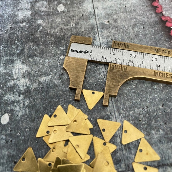 Brass Triangle Charms - Raw Brass Mini Triangle Drops- Earring Findings - Jewelry Making Supplies - 3136