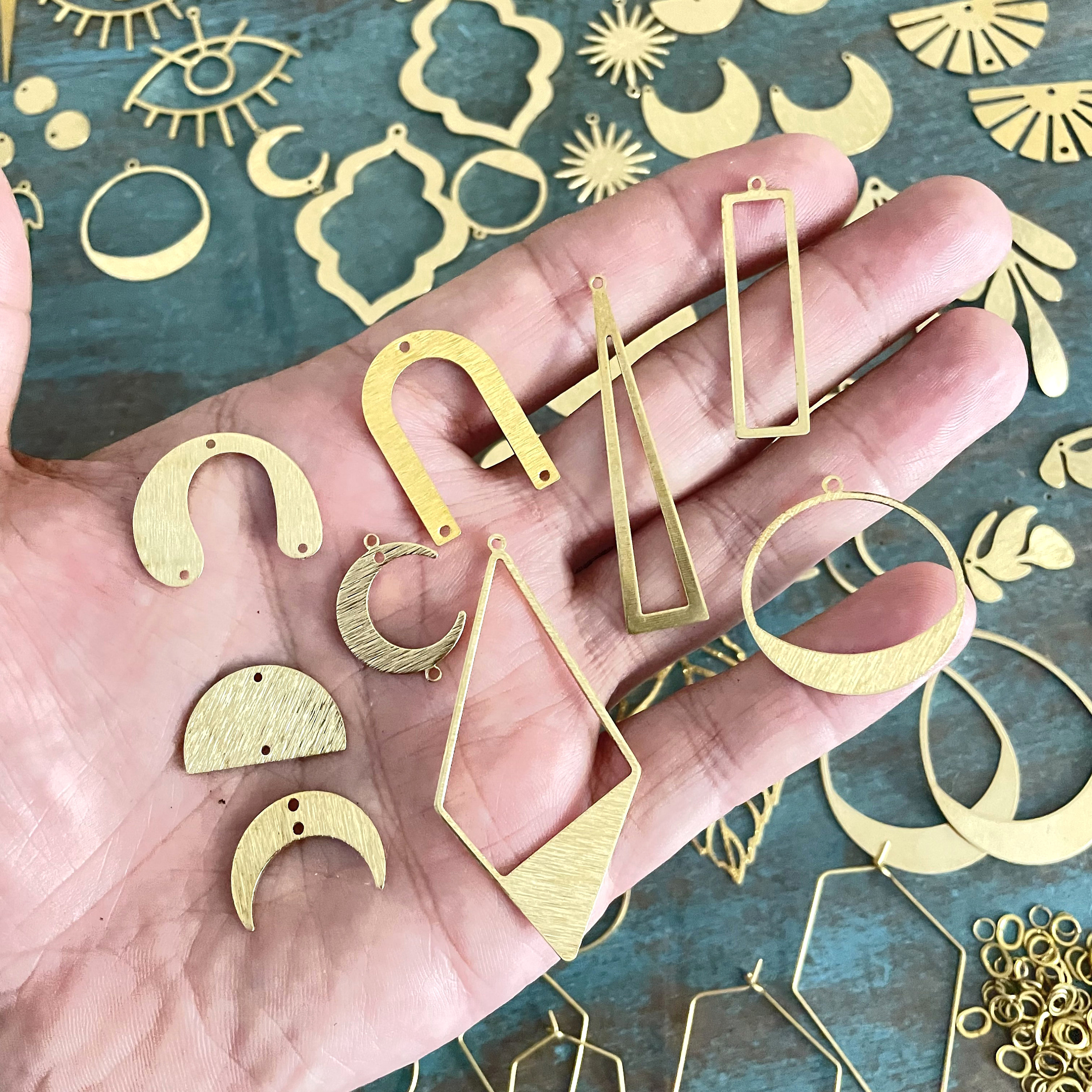 Raw Brass Fan Shape Earring,charms for Earring Making,findings for Earring  Creation,earring Pendant,brass Earring Connector FQ0188 