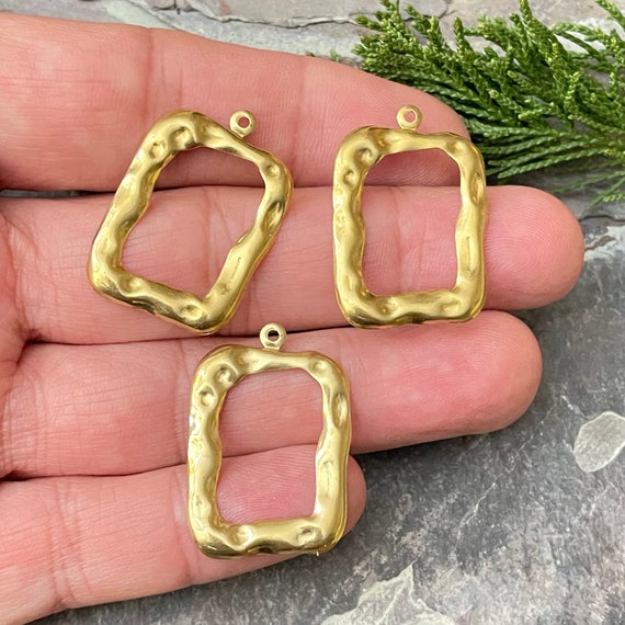 Geometric Raw Brass Earring Findings Set - Jewelry Making Supplies - Square Brass Connector Set - Raw Brass Jewelry Findings Assortment3117