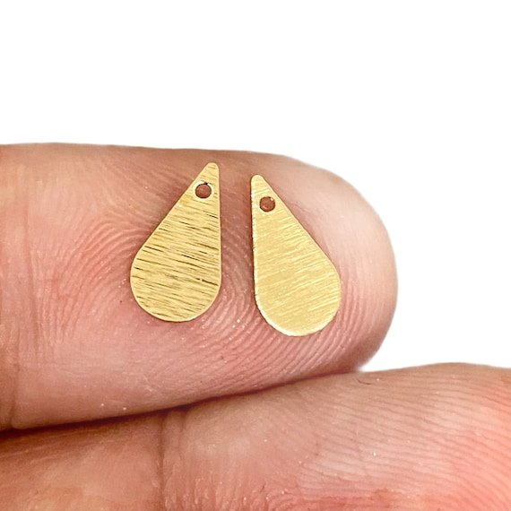 Brass Textured Drop Charms - Textured Drop Raw Brass Pendant - Earring Findings. 3156