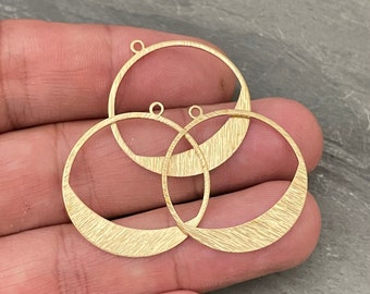 Handcrafted Brass Textured Circle Charms - Raw Brass Earring Findings Set - 3077