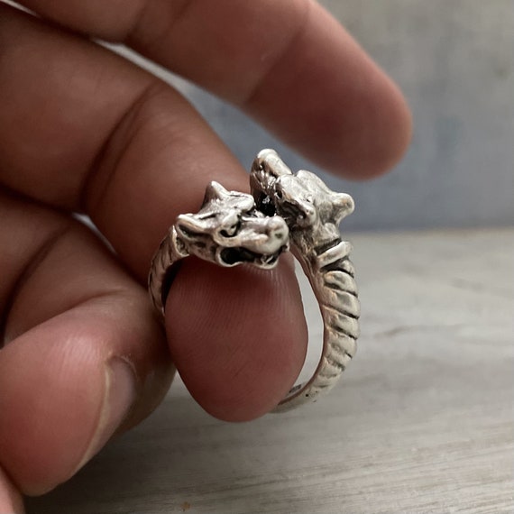 Antique Silver Plated Brass Adjustable Unique Ring. - 4339