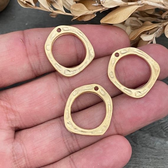 Matte Gold Plated Earring Hoops: Brass Jewelry Parts (3 Pieces)