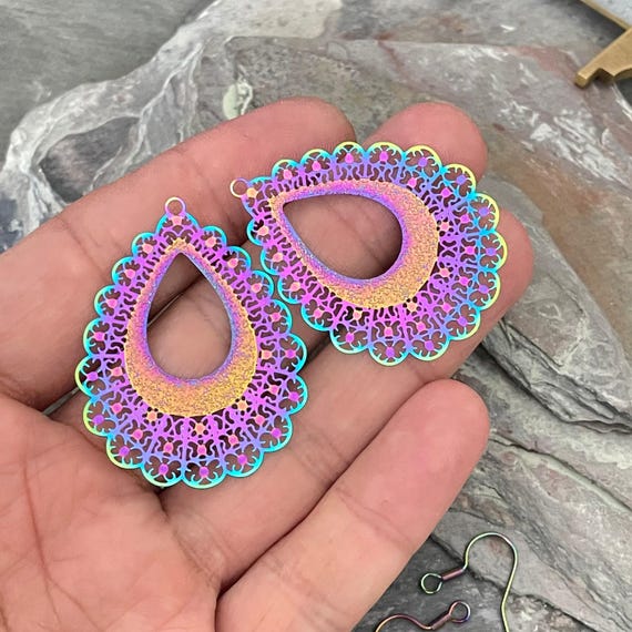 Rainbow Steel Earring Findings - Lightweight, Waterproof for Resort Wear - 2060