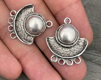 Antique Silver Charm Earrings: Bohemian Brass Findings