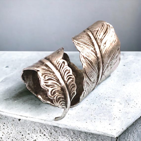 Silver Plated Feather Ring: Adjustable Boho Brass Jewelry