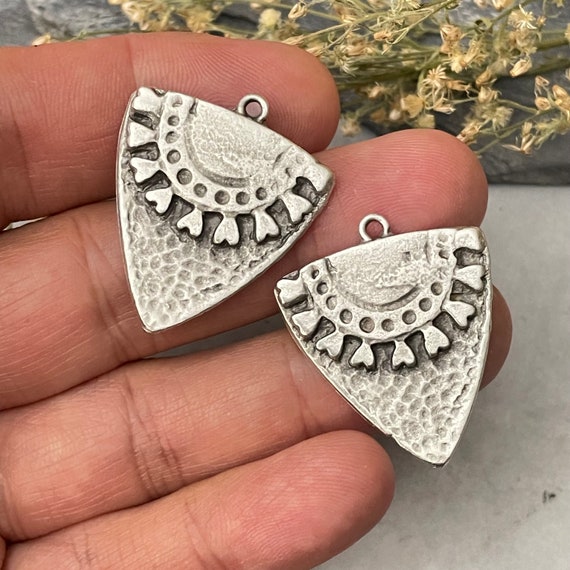 Brass Bohemian Earring Charms Findings for Jewelry Set Supply Making. Silver Plated Jewelry Designs for Jewelry making.2 Pieces- 8175