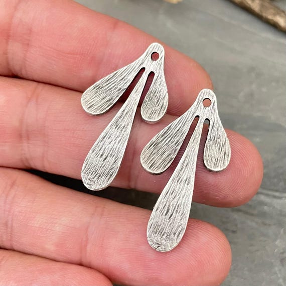 Antique Silver Leaf Earring Findings  Tribal Jewelry Supplies - 8118