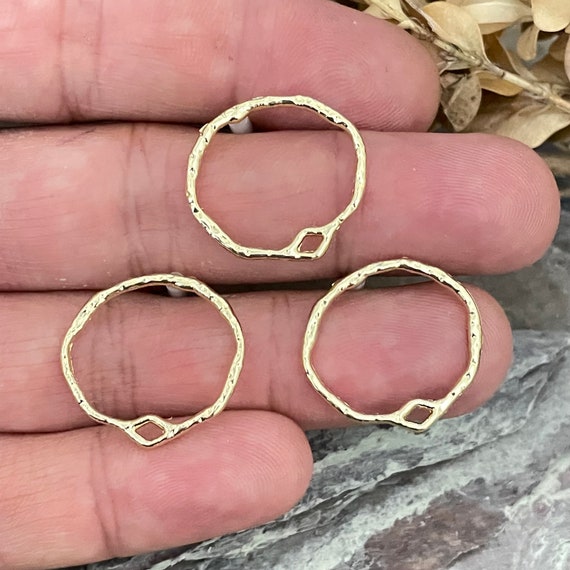 Gold Plated Brass Earring Stud - Circle Earring Post - Brass Earring Charms and earring connector - Earring findings for jewelry making-5373