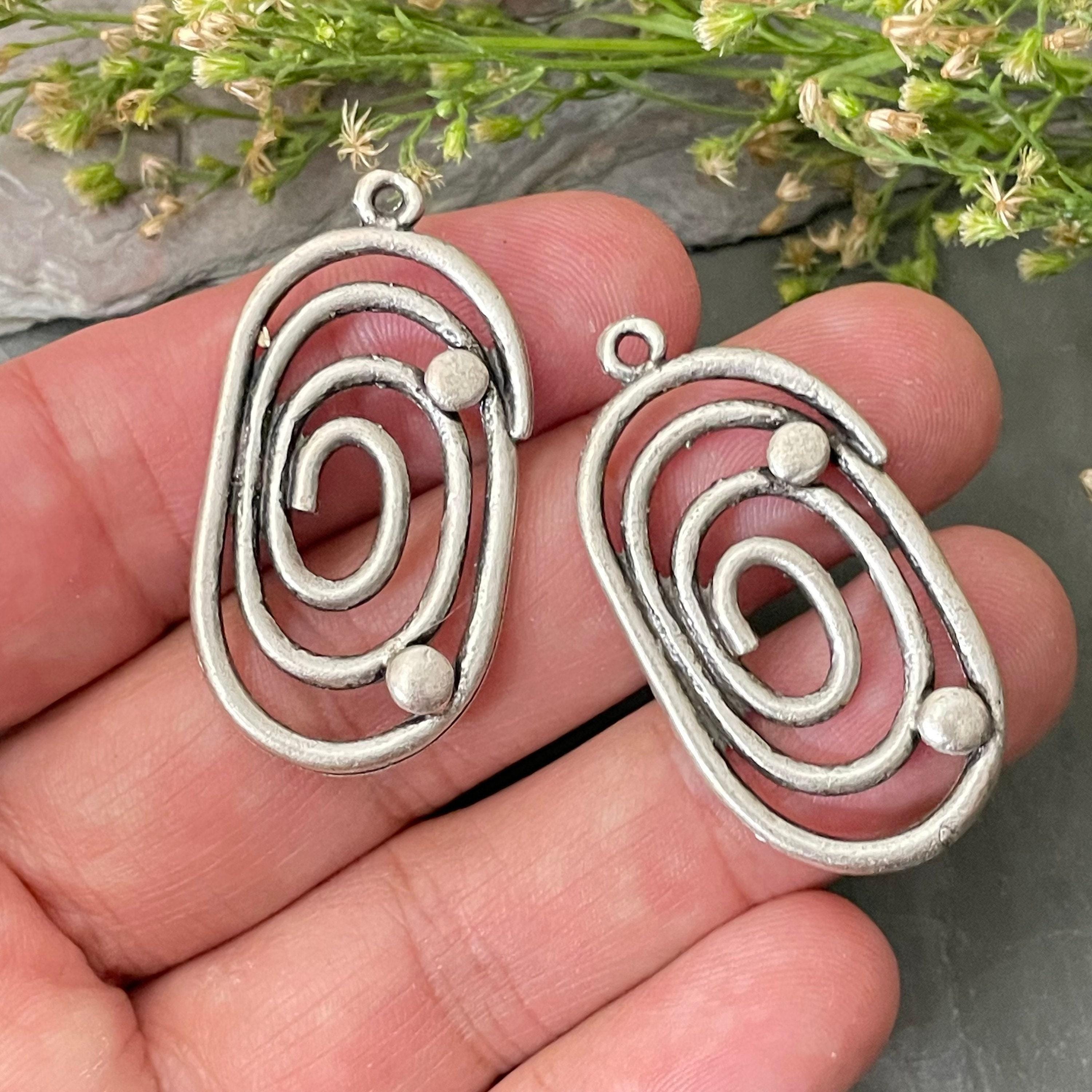 4 Antique-Style Silver Oxidized Brass Oak Leaf Charms For Jewelry Making, Craft Supply, Findings