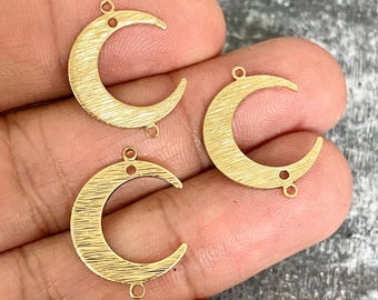 Crescent Moon Charms: Textured Raw Brass - Lightweight Jewelry Finds - 3085