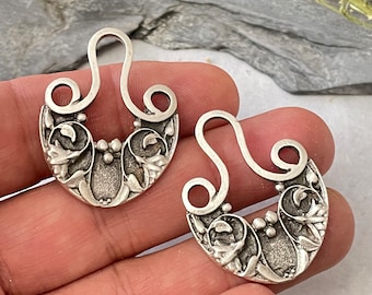 Brass Bohemian Earring Charms Findings for Jewelry Set Supply Making. Silver Plated Jewelry Designs for Jewelry making.2 Pieces- 8208