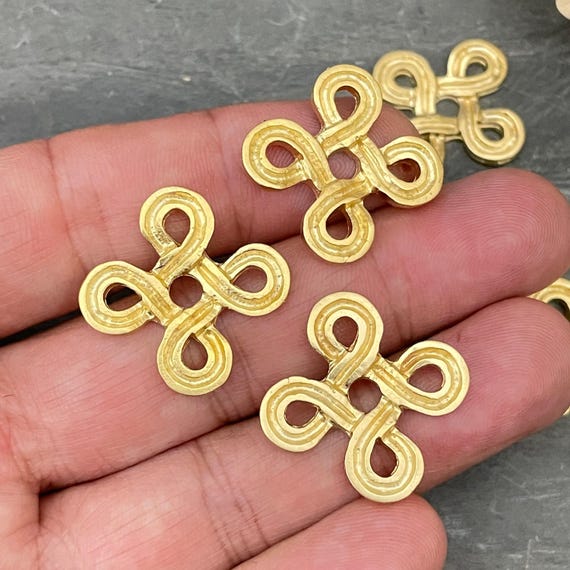 Matte Gold Indio Charms: Bohemian Earring Findings (33x26x1mm, 6 PCS)