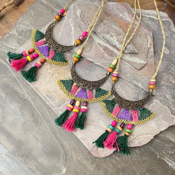 Boho Turkish Needlework Necklaces (Set of 3, Handmade) - 5620