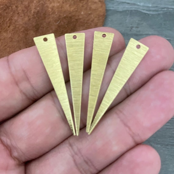 4 Pieces Textured Raw Brass Charm Triangle  Shape Earring Findings. 40 mm - 3054