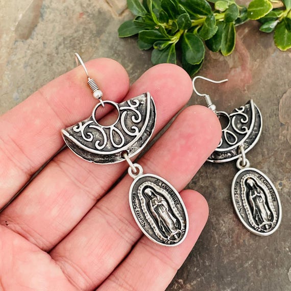 Religious Earrings: Christian Faith Jewelry - Protection Symbol Design - 5637