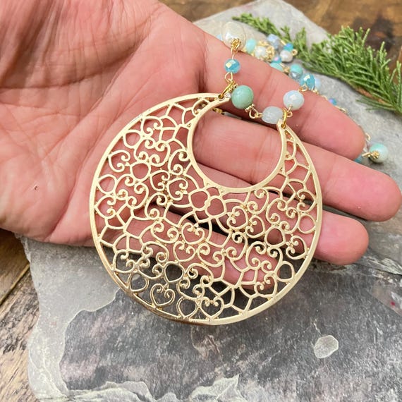 Golden Coin Boho Necklace: Tribal Silver Charm Jewelry - 5331