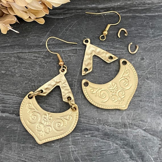 Gold Plated Earring Making Kit: Boho Style Jewelry Supplies 1051-1059