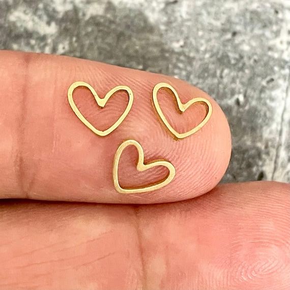 Raw Brass Heart Earring Charms: Funky Jewelry Supplies