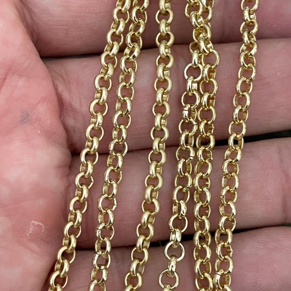 Light Gold Rolo Chain: 3.5mm Necklace Findings, 37 Inches - 9026