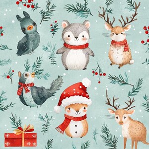Festliche Waldfreunde: Weihnachtspapier mit Tiermotiven