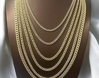 10k real gold Miami Cuban Link Chain 2mm to 6mm, Real gold chain stylish and durable. Men’s and ladies chains