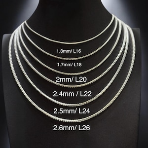 Catena Franco in argento sterling massiccio 925, catena in argento italiano, catene unisex, maglia Franco