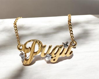 Real gold Name Necklace. Custom name in gold. 10k, 14k, 18k or Silver. Best gift for your love ones