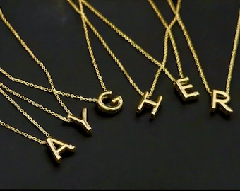 Gold Initial Necklace, 14k real gold, initial necklace, letter necklace