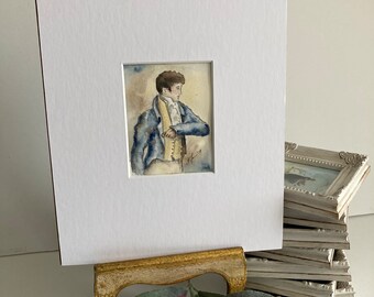 Henry Tilney. Original watercolor. 3x4 inches with 8x10 mat. Regency. Jane Austen. Northanger Abbey.