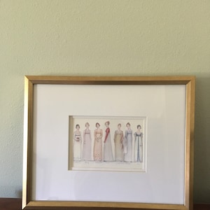 Jane Austen&#39;s heroines and her leading men.  A set of two 8x10 art prints.