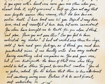 Captain Wentworth Letter Art Print, Jane Austen Persuasion (8x10, 11x14)