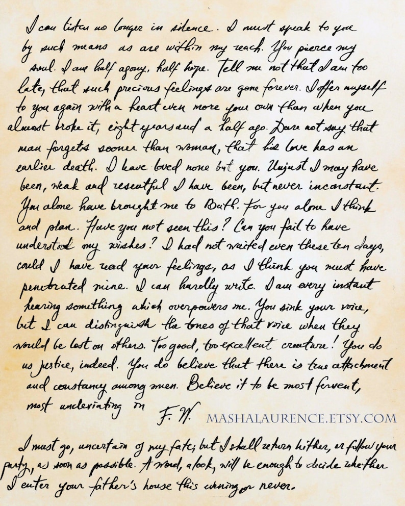 Captain Wentworth s Letter Art Print Size 8x10 11x14 Art Etsy