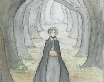 Jane Eyre Walking. Art Print.