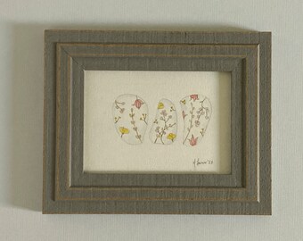 Was 65 Now 48! Shards of Pottery Original Watercolor. 5x7 inches. Framed.