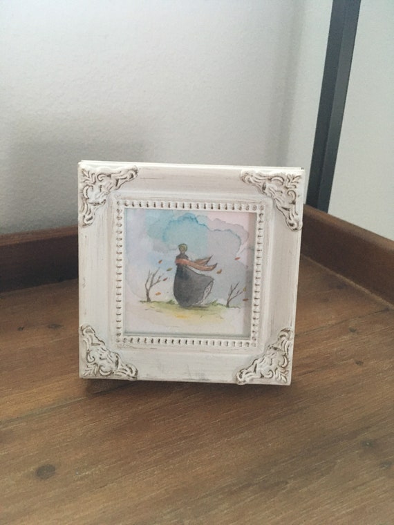 Jane Eyre miniature framed art print. Charlotte Bronte art.