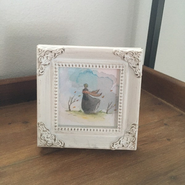 Jane Eyre miniature framed art print. Charlotte Bronte art.