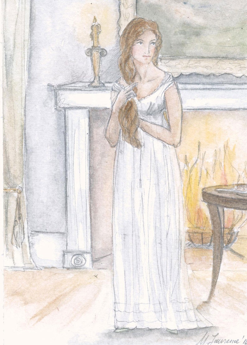 The visions of romance were over..Art print. 5x7. Jane Austen. Northanger Abbey. Pride and Prejudice. image 1