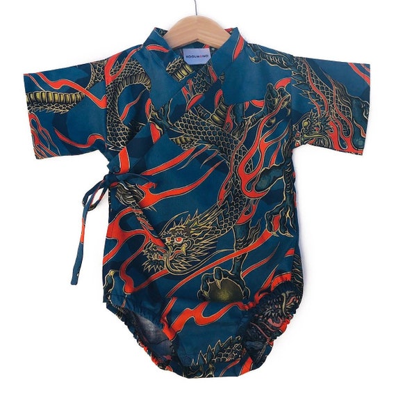 Baby Kimono Bodysuit Lava Dragon Baby Romper Cool Baby