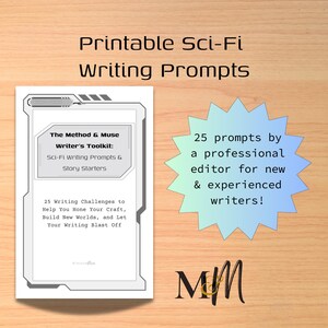 Sci-Fi Writing Prompts & Story Starters Printable Bundle | Instant Download PDF | Letter, A4, A5, Half Letter | Grayscale Writer Resource
