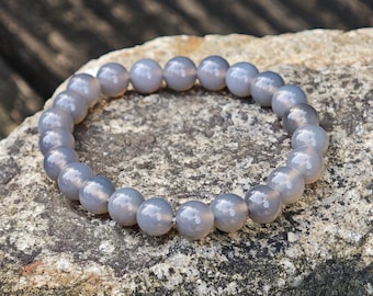 Natural Agate Bracelet 8mm Bead Stretch Bracelet Gemstone Elastic Bracelet Unisex Crystal Jewelry Minimalist Stone Bracelet