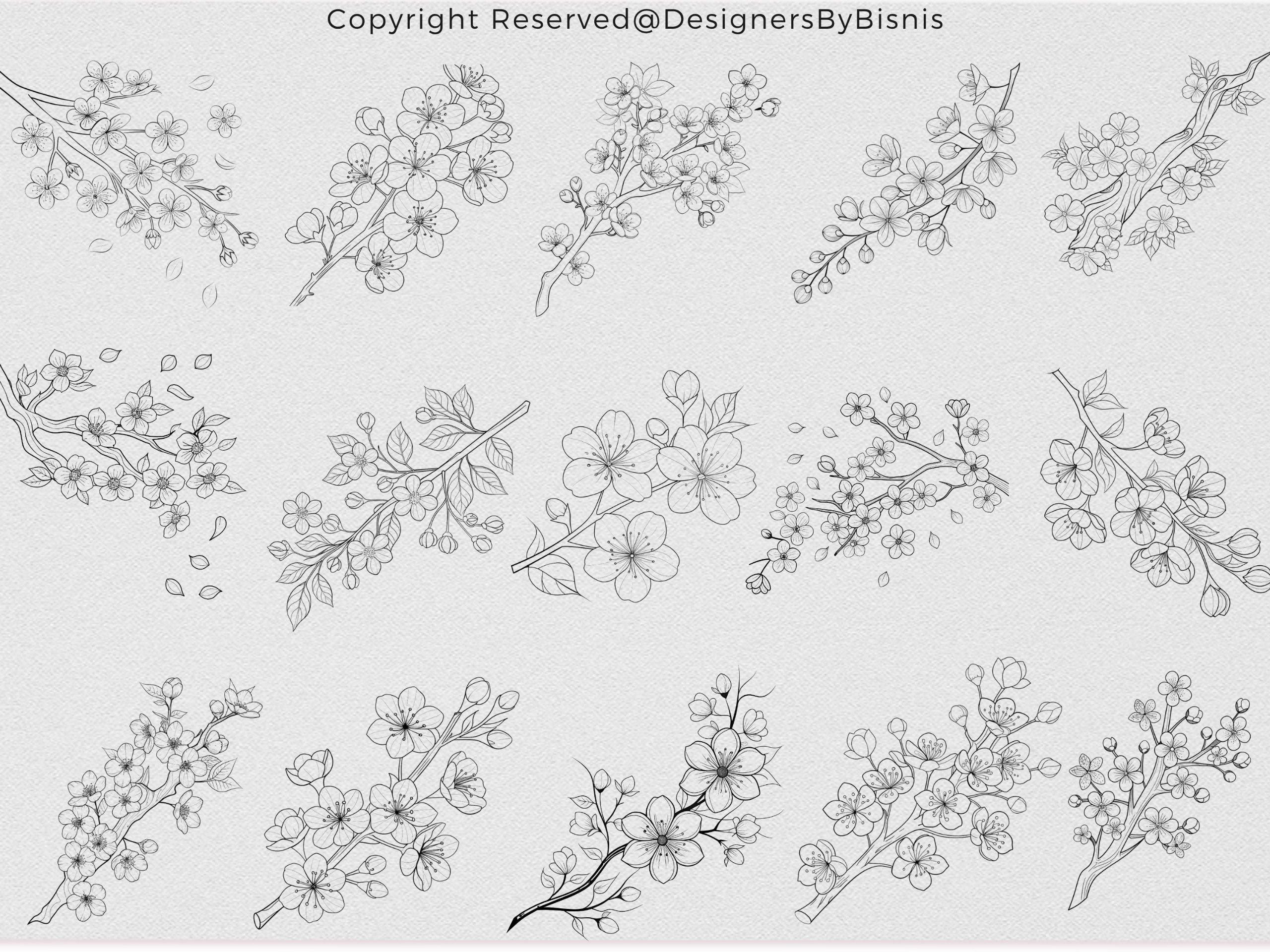 100+ Sakura Procreate Stamp Brush Set: Cherry Blossom Flowers ...