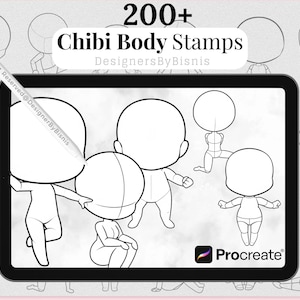 200+ Chibi Body Pose Procreate Stamps: Anime Drawing Reference Brush Set