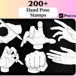 Hand Pose Stamps for Procreate – 200+ Gesture Reference Line Art Brushes (Digital Download)